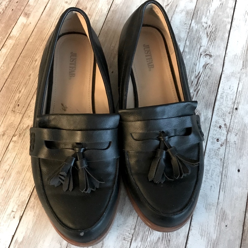 Black JustFab Penny Loafer 10WW
